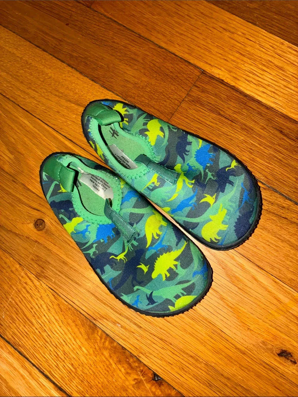 Kids Green Dino Swim Slip-On Water Shoes